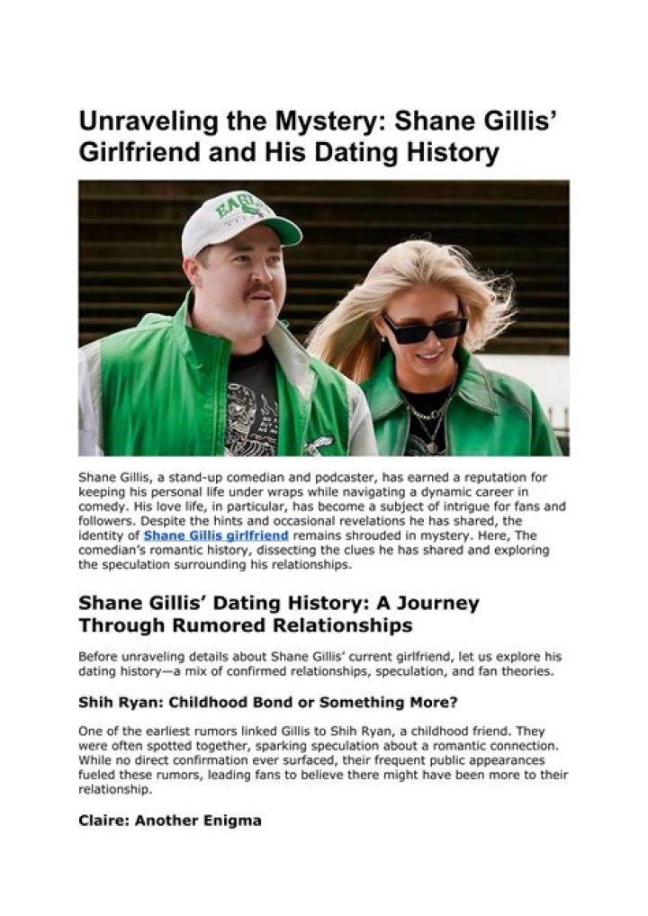 Unraveling The Identity Of Shane Gillis's Enigmatic Girlfriend